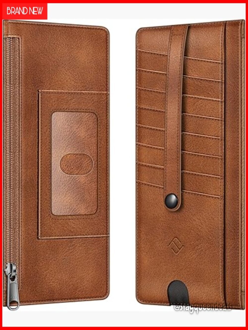 Slim RFID Blocking Wallet with Zipper Pocket for Cards Cash Coins